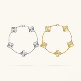 2-teiliger Kleeblatt-Armband-Set - Silber/Gold