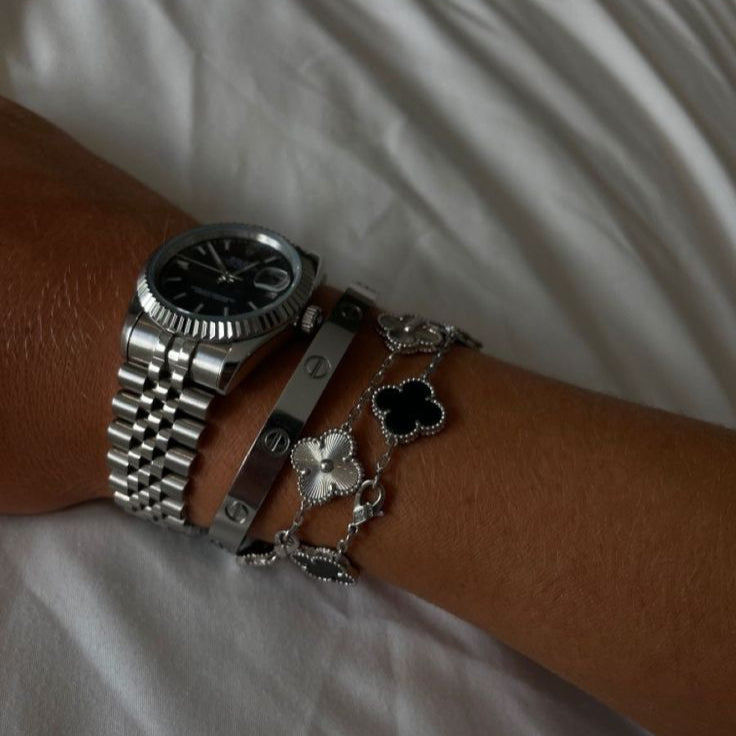 Clover Armband Silberschwarz