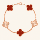 KLEEBLATT | Rotes Rosegold Guilloché Armband