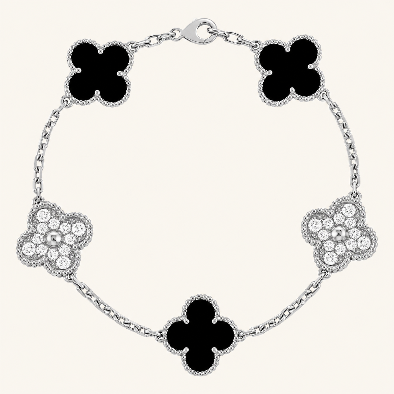 KLEEBLATT | Schwarzes/Silbernes Prestige-Armband