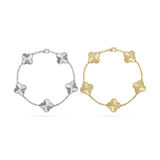2-teiliger Kleeblatt-Armband-Set - Silber/Gold