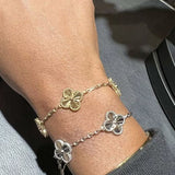 2-teiliger Kleeblatt-Armband-Set - Silber/Gold