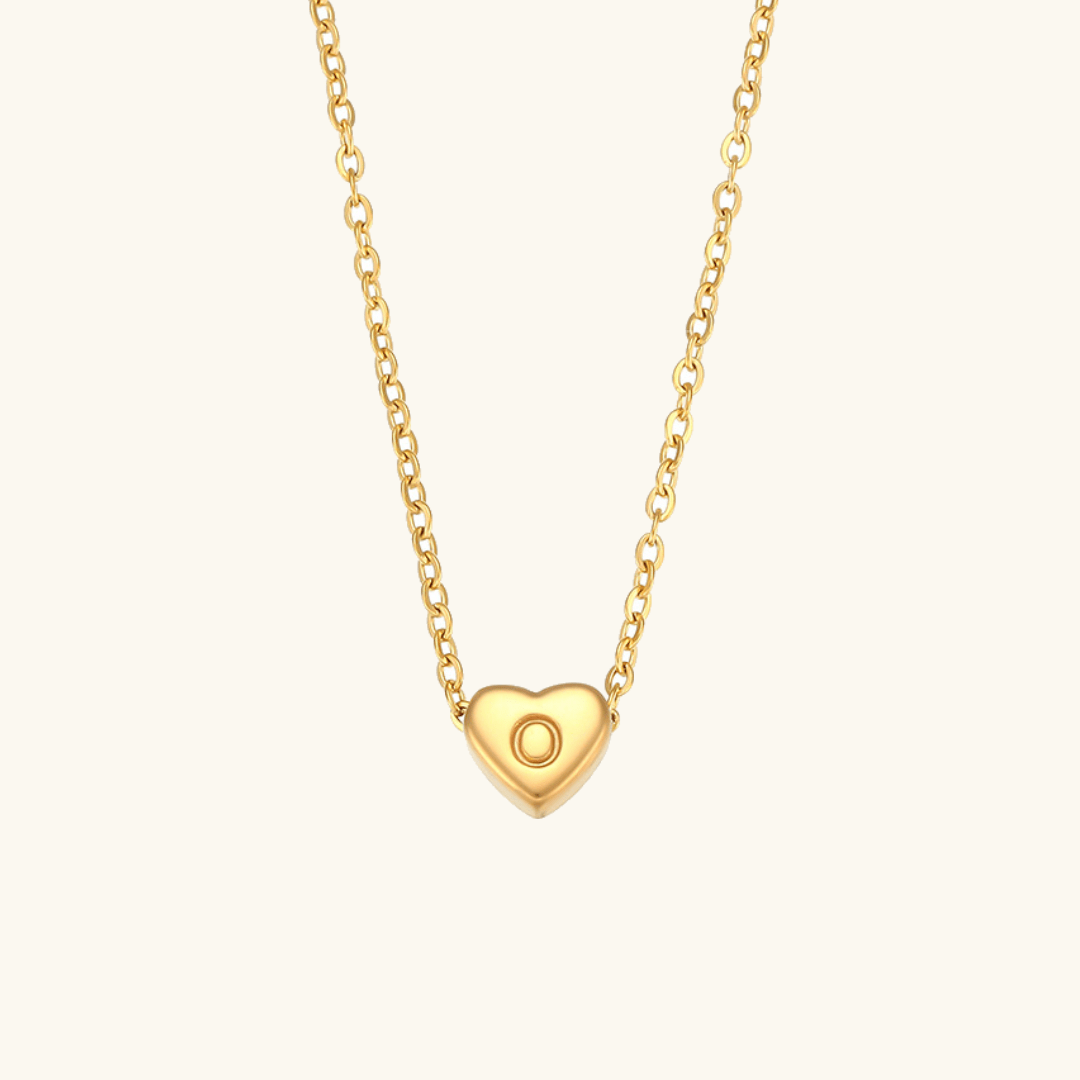 Herz-Initialenhalskette in Gold