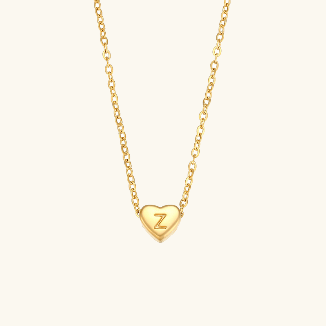 Herz-Initialenhalskette in Gold