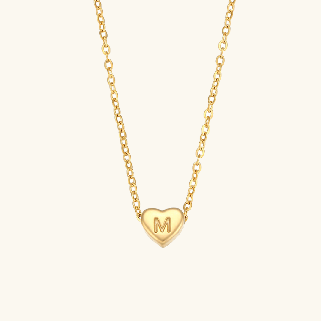 Herz-Initialenhalskette in Gold