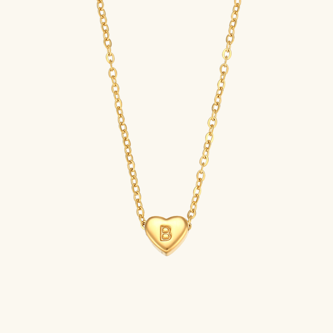 Herz-Initialenhalskette in Gold