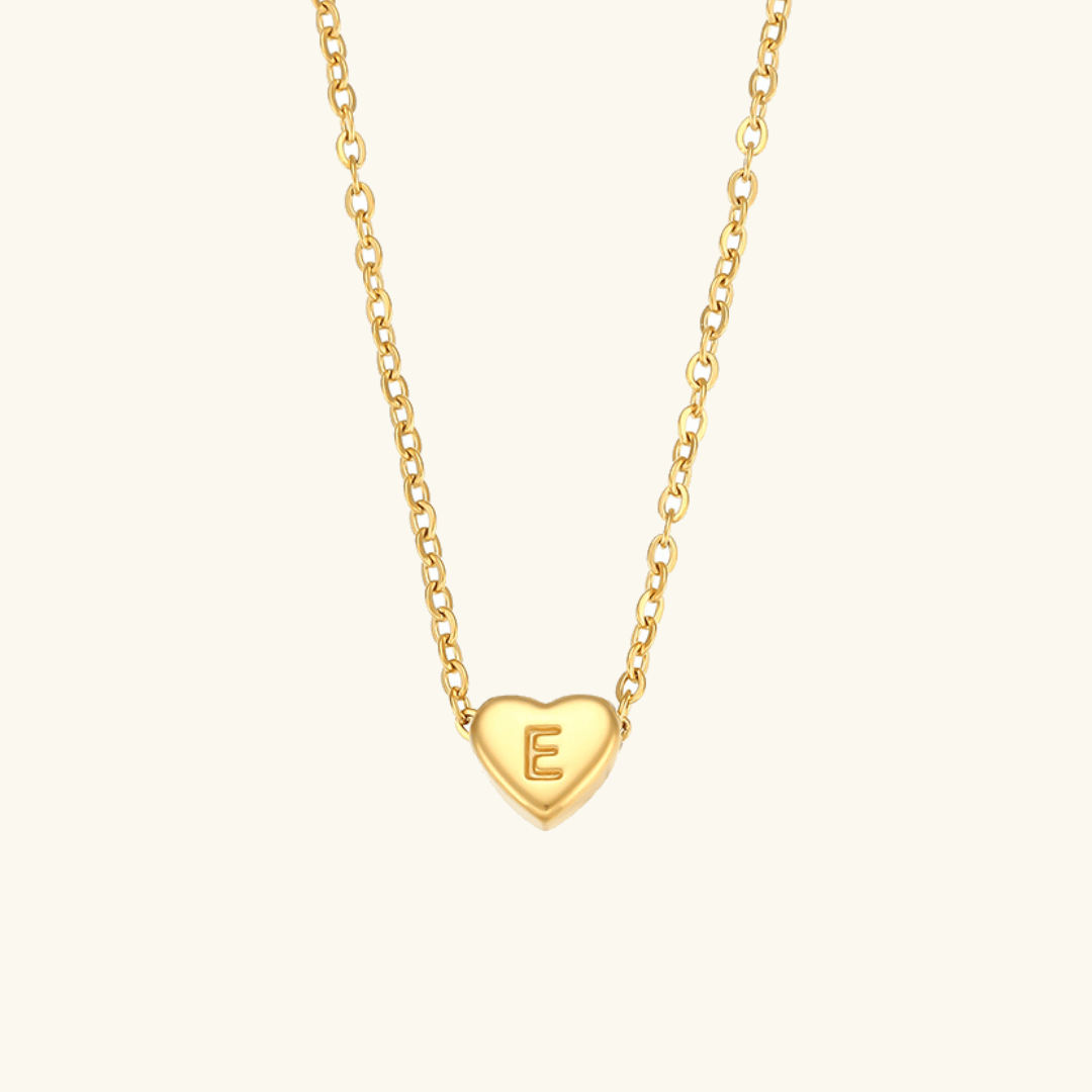 Herz-Initialenhalskette in Gold