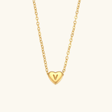 Herz-Initialenhalskette in Gold