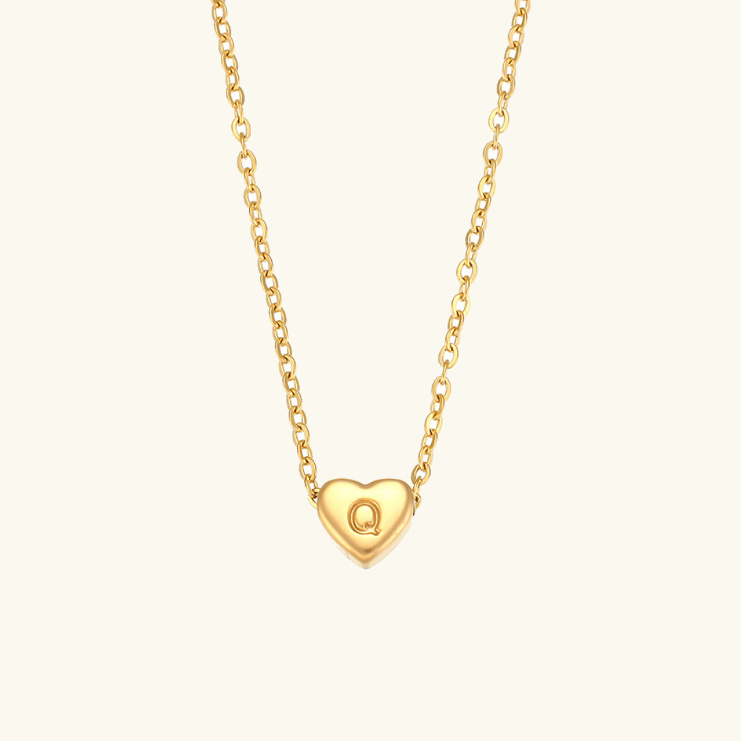 Herz-Initialenhalskette in Gold