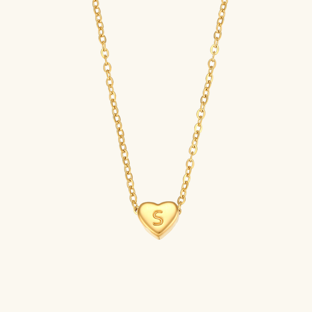 Herz-Initialenhalskette in Gold