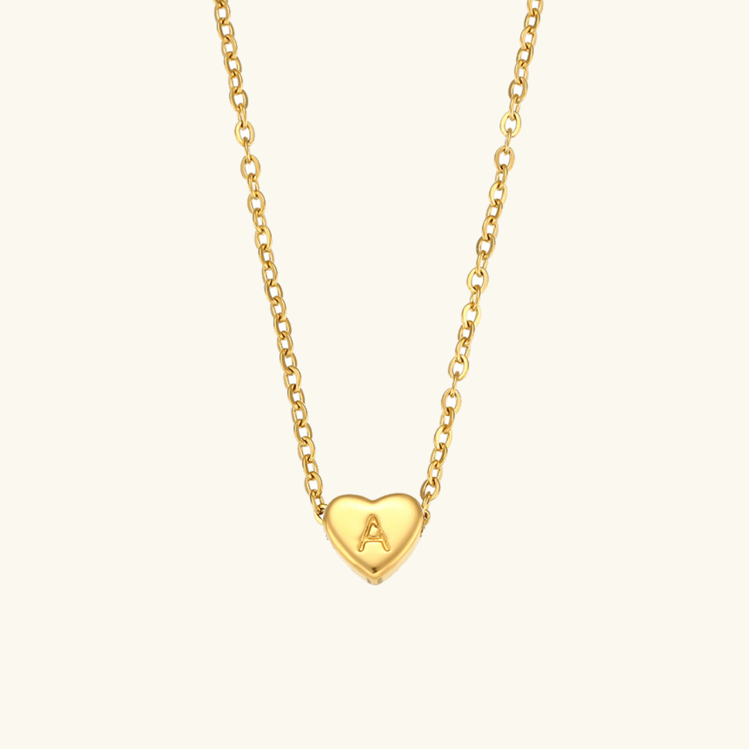 Herz-Initialenhalskette in Gold