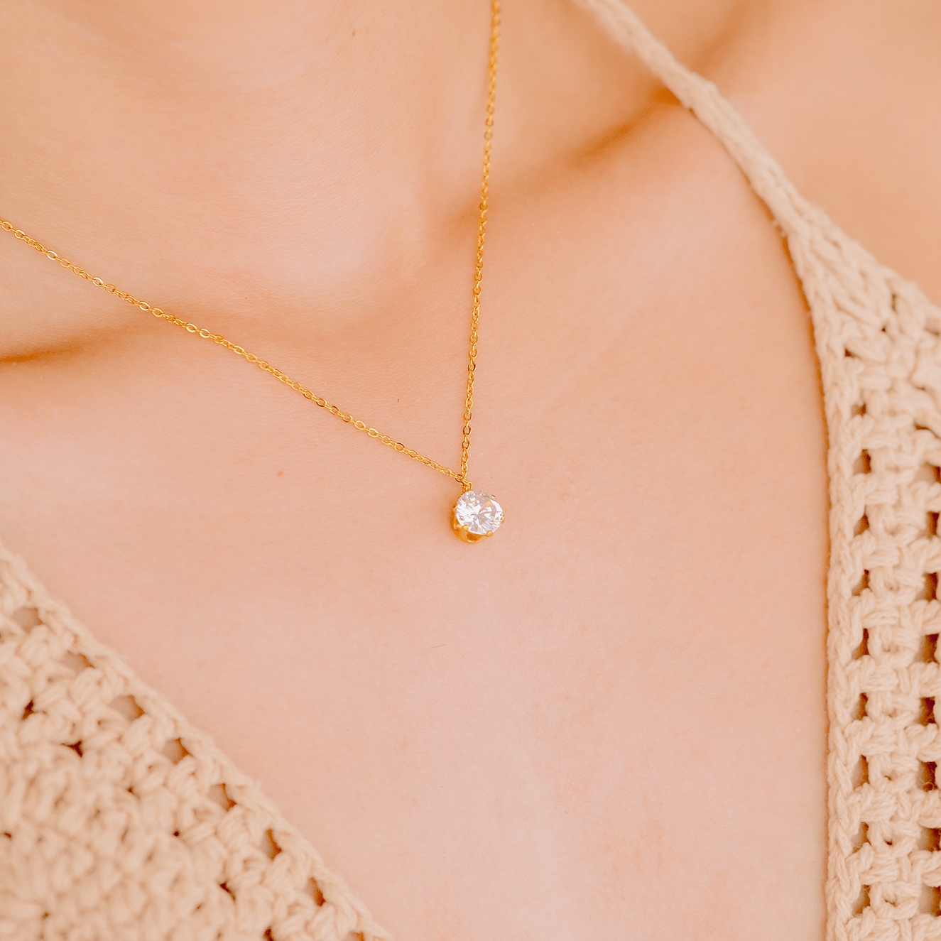 Kyla Solitärhalskette in Gold