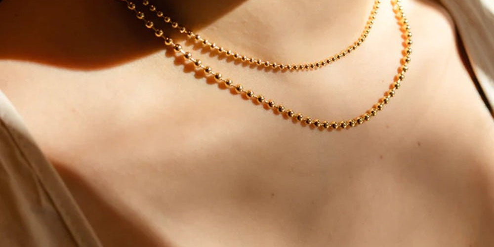Doppelte Kugelkette Halskette in Gold