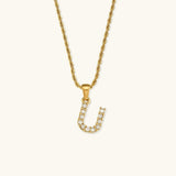 Maeve Diamant-Initialenhalskette in Gold