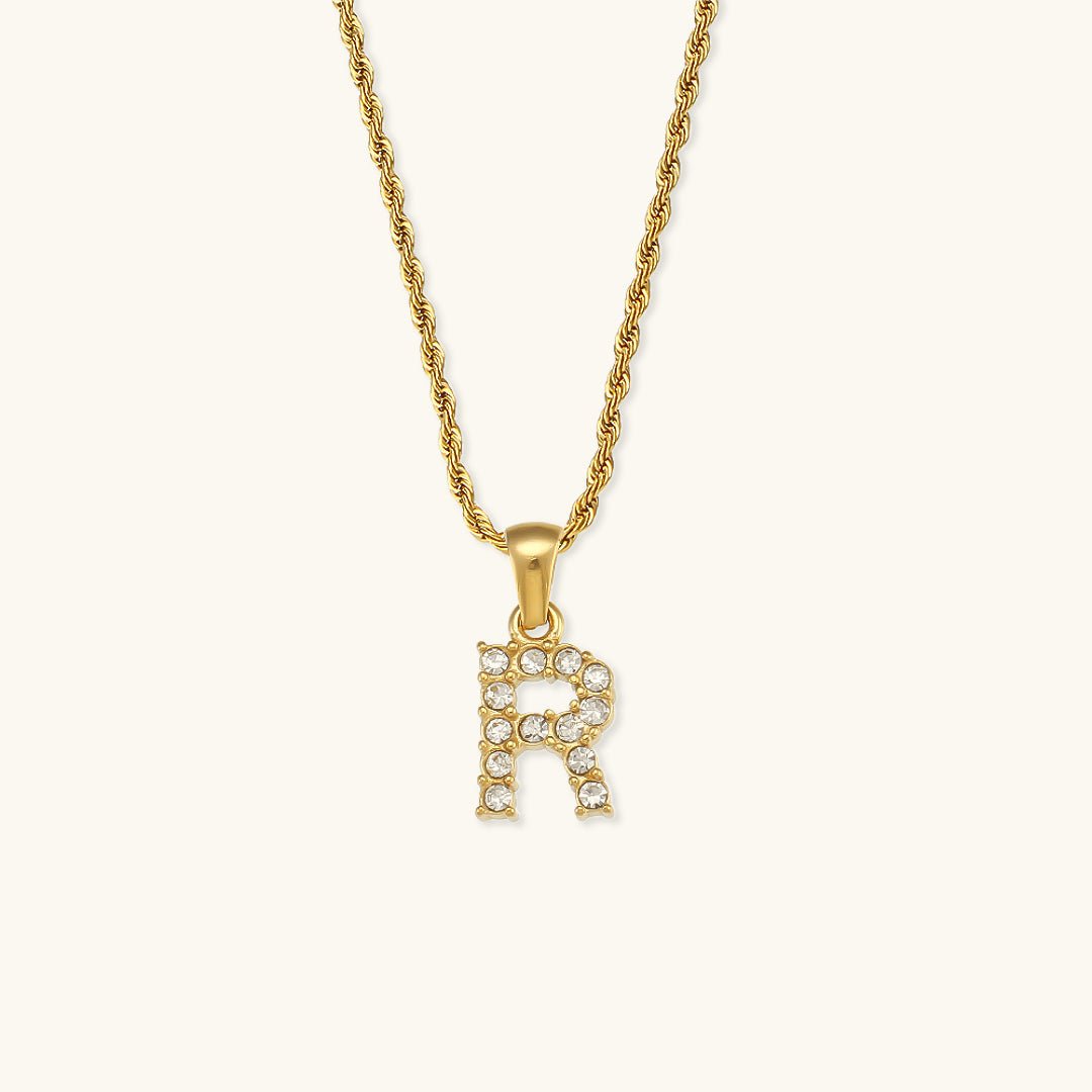 Maeve Diamant-Initialenhalskette in Gold