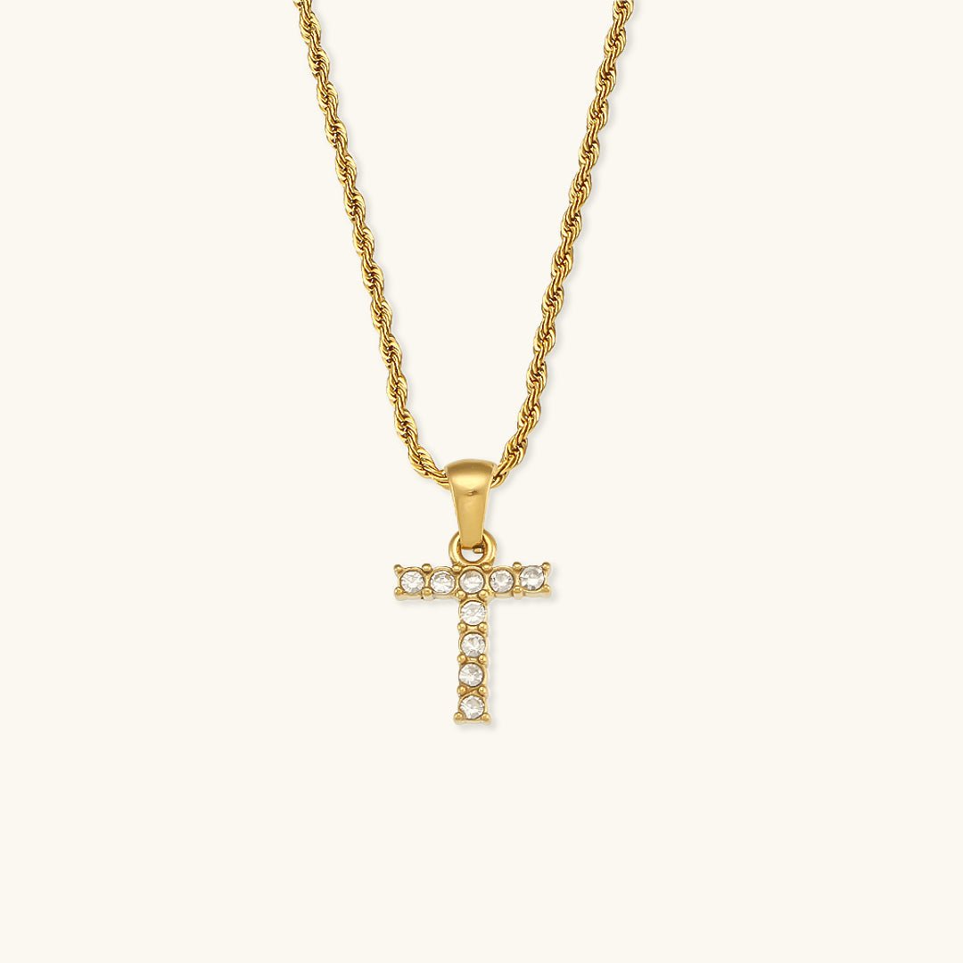 Maeve Diamant-Initialenhalskette in Gold