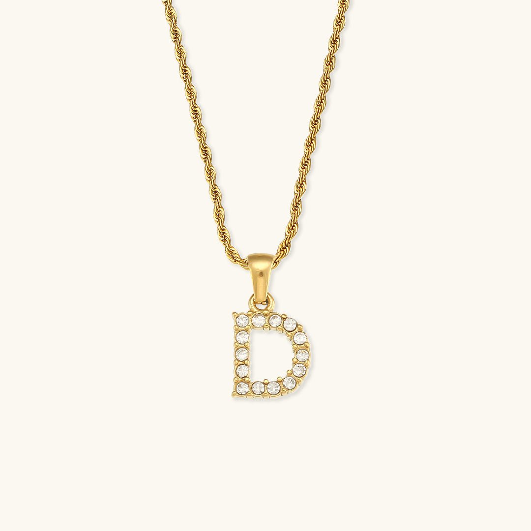 Maeve Diamant-Initialenhalskette in Gold