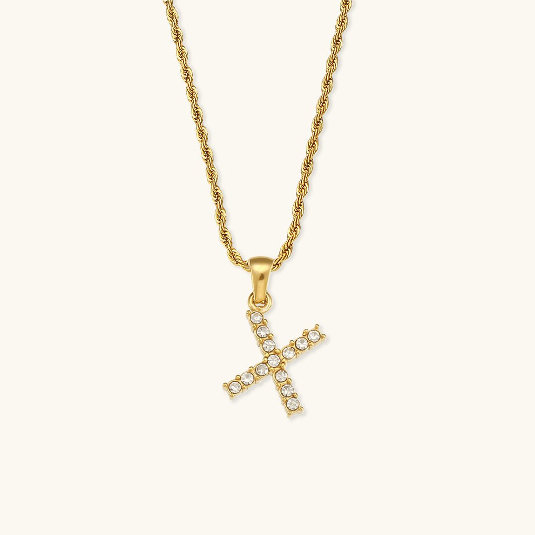 Maeve Diamant-Initialenhalskette in Gold