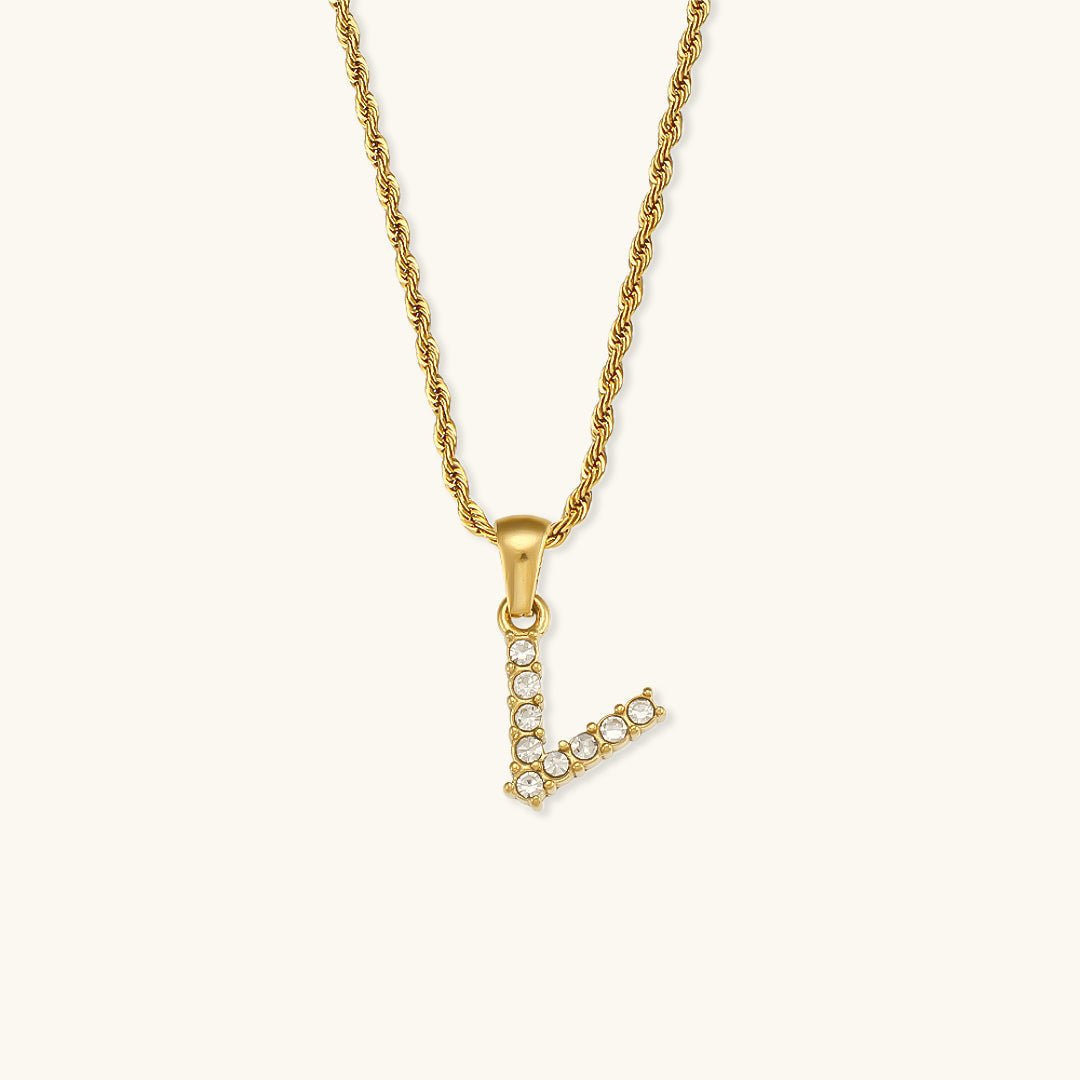 Maeve Diamant-Initialenhalskette in Gold
